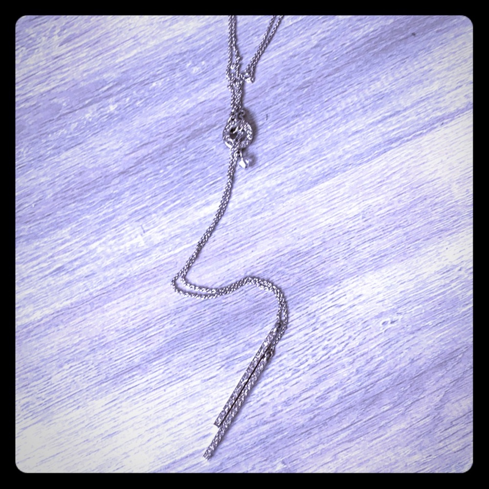 Pave stick lariat necklace